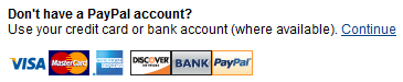 Screenshot from the PayPal payment page
